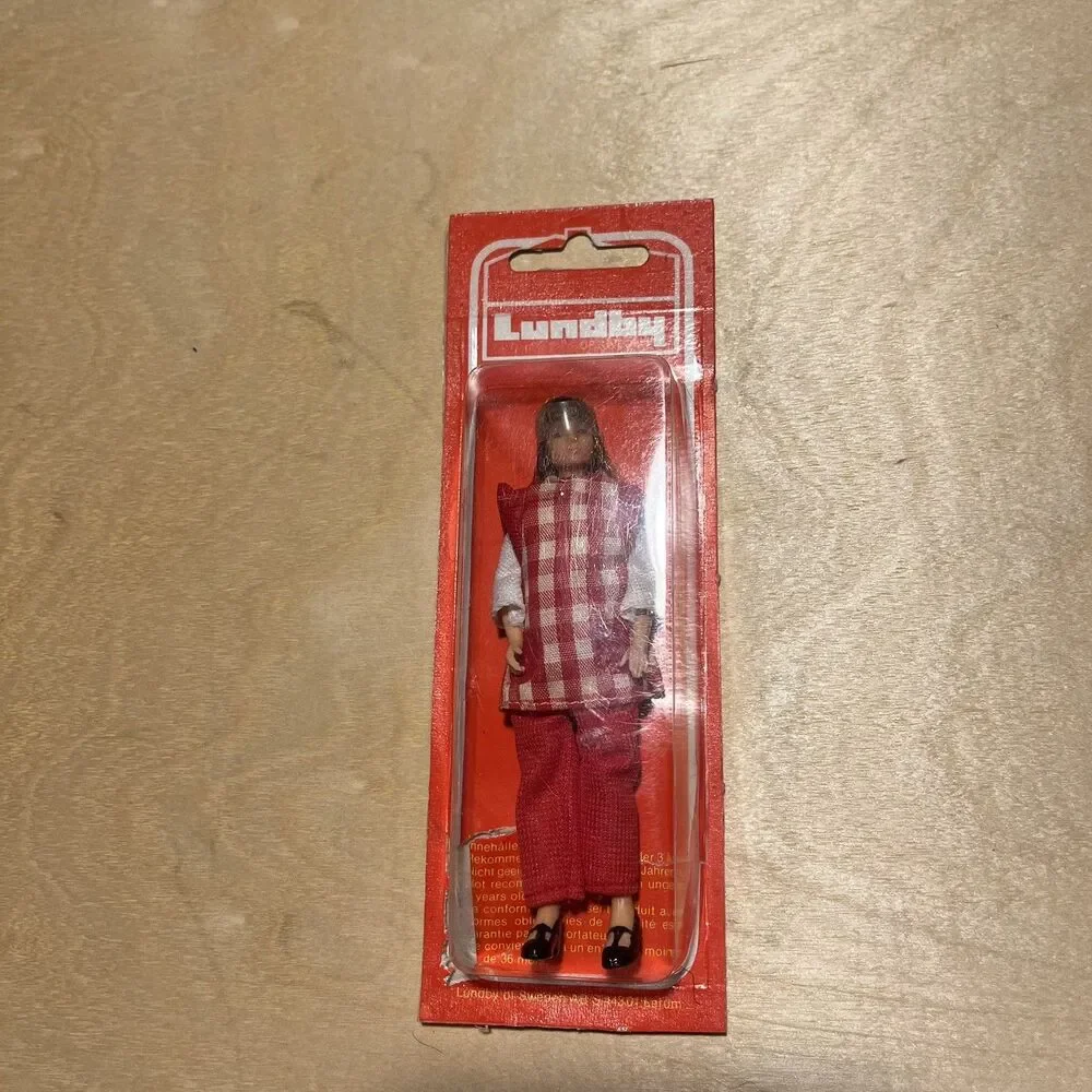 Vintage Lundby Of Sweden Dollhouse Doll In Original *damaged* Packaging